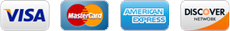 Visa, Mastercard, American Express and Discover accepted